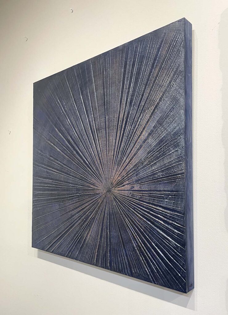 Open To It original starburst painting navy copper