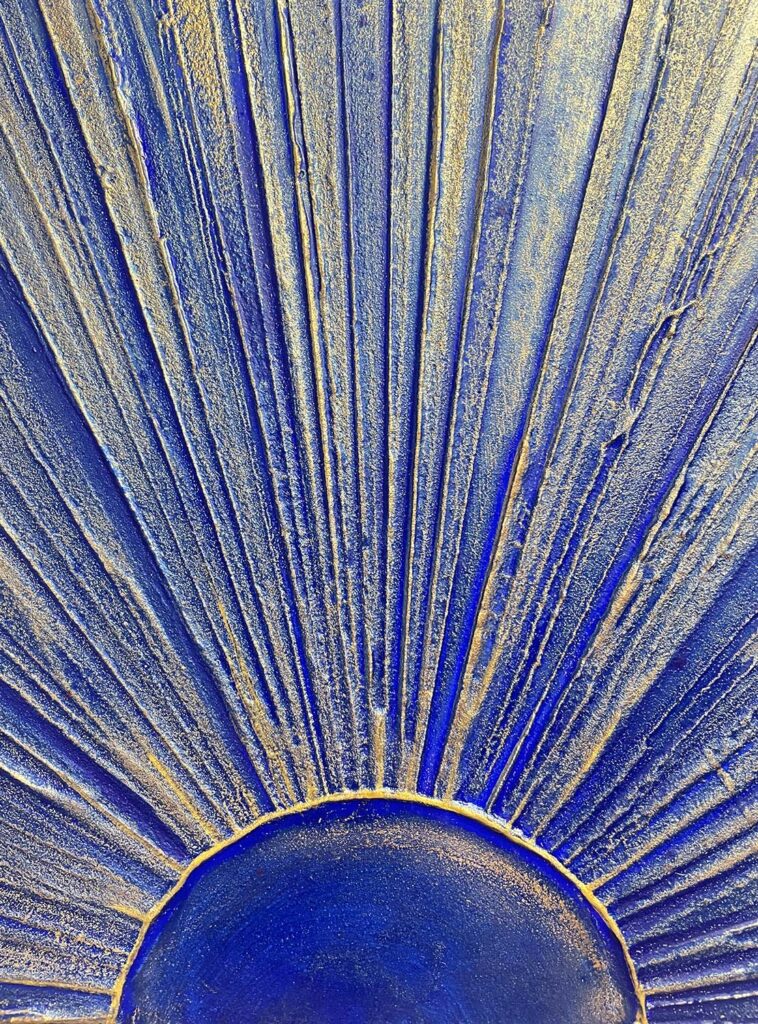 Ride Me abstract sunset sunrise blue gold painting