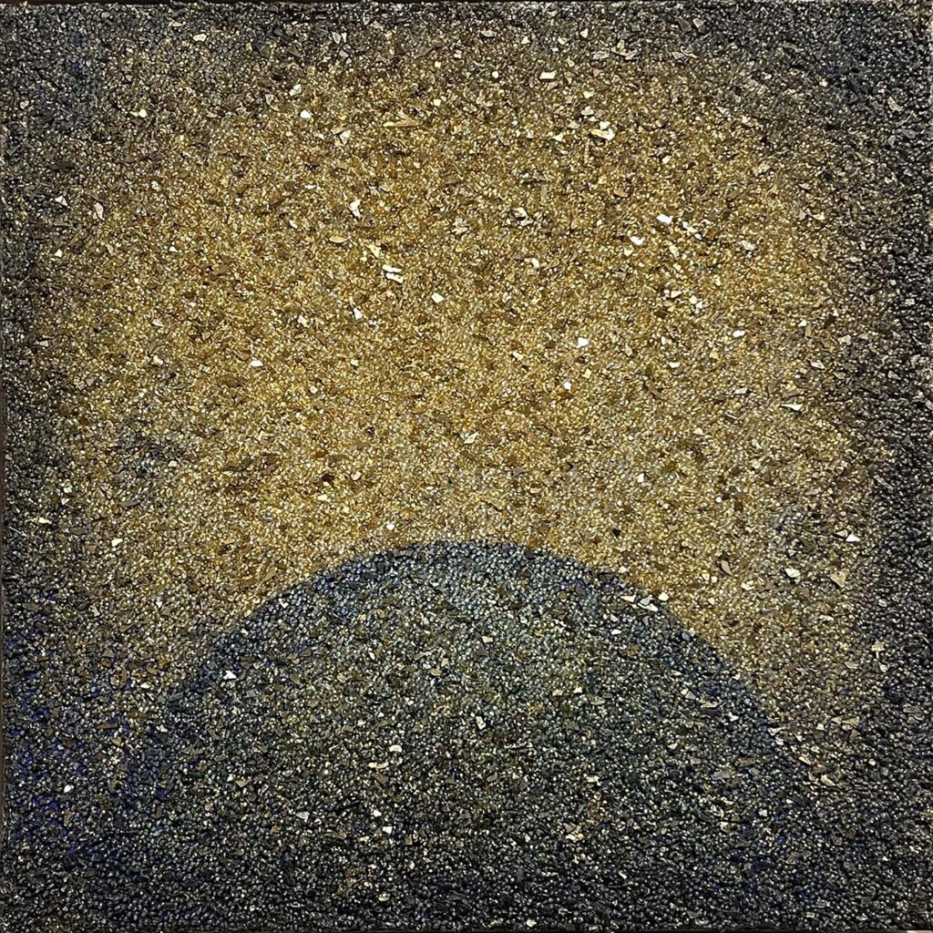 Rise and Shine gold crystal teal navy sunrise sunset painting