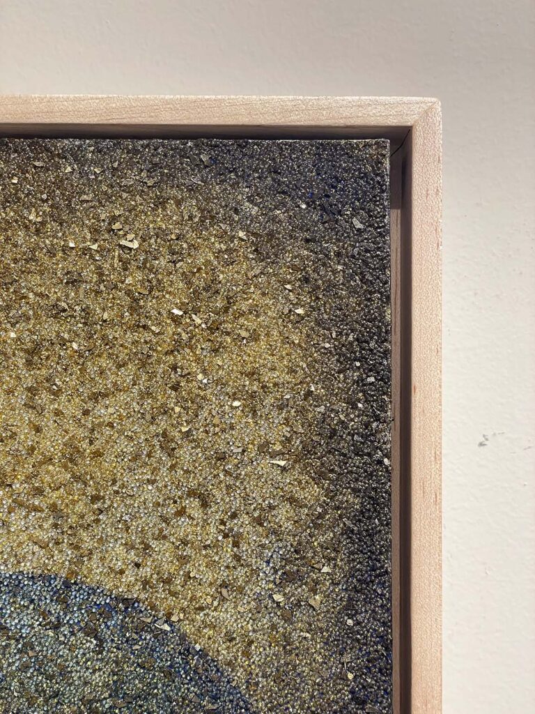 Rise and Shine gold crystal teal navy sunrise sunset painting