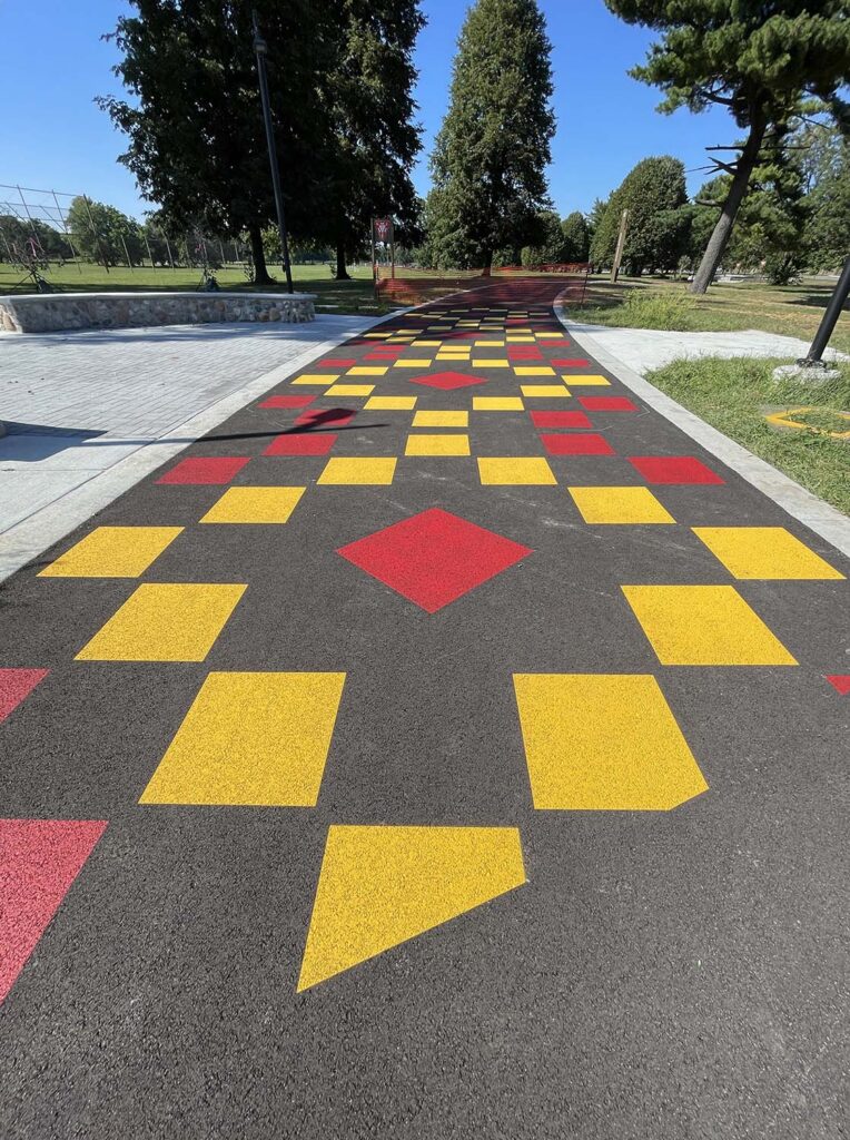 Riverside Park asphalt graphic murals