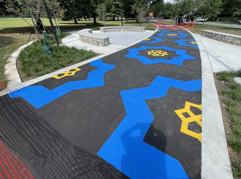 Riverside Park asphalt graphic murals