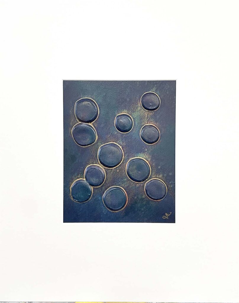 Silly Five modern abstract polka dots original jewel tone matted painting