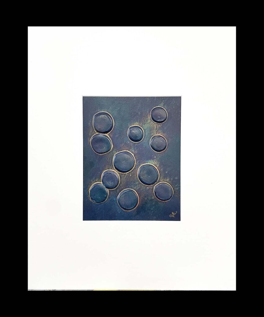 Silly Five modern abstract polka dots original jewel tone matted painting