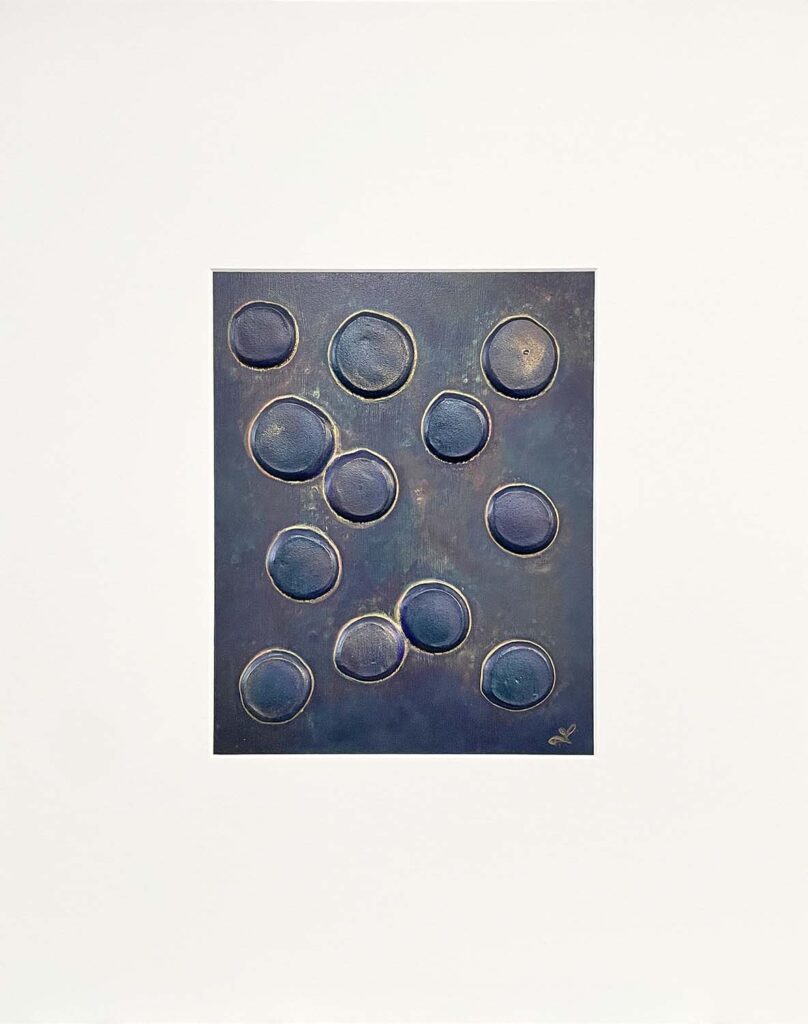 Silly Four modern abstract polka dots original jewel tone matted painting