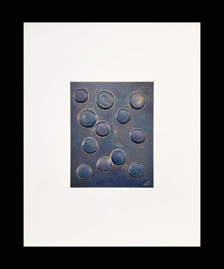 Silly Four modern abstract polka dots original jewel tone matted painting