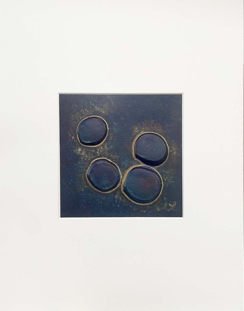 Silly One modern abstract polka dots original jewel tone matted painting