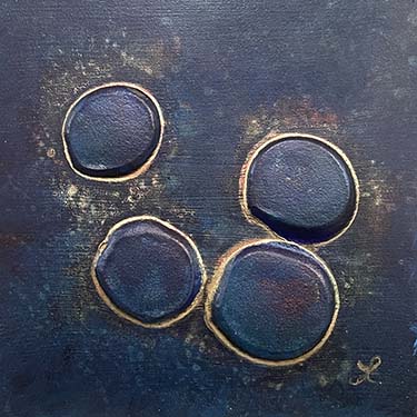 Silly One modern abstract polka dots original jewel tone matted painting