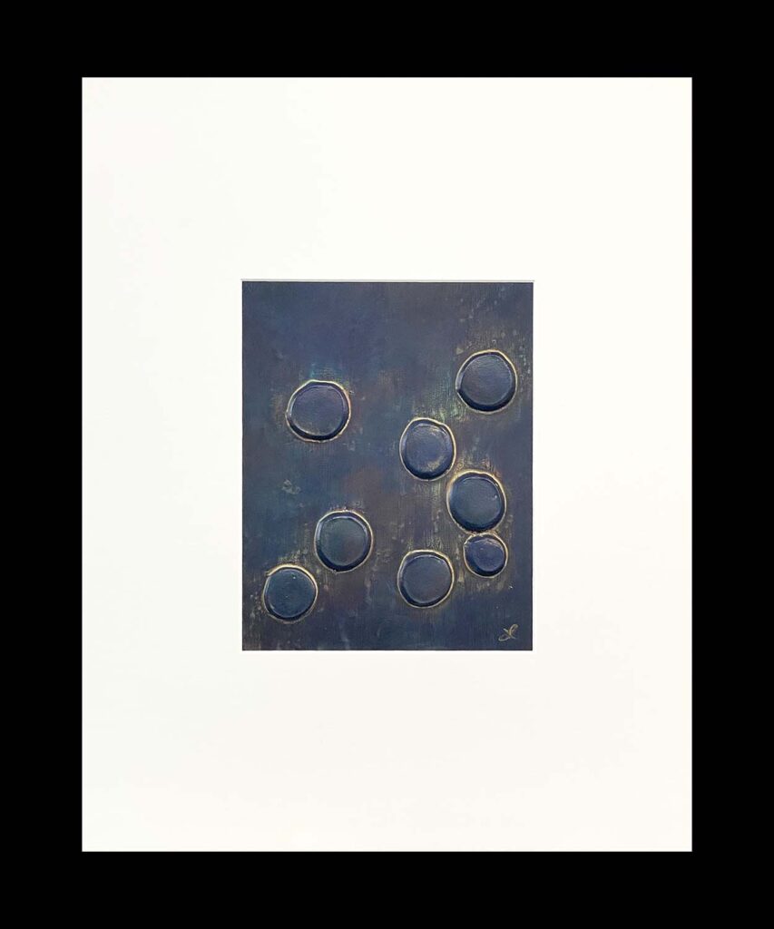 Silly Six modern abstract polka dots original jewel tone matted painting