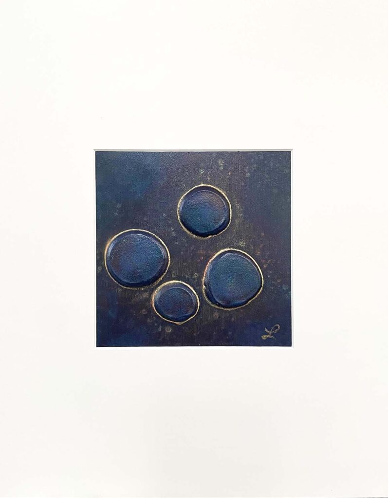 Silly Three modern abstract polka dots original jewel tone matted painting