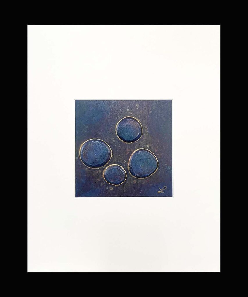 Silly Three modern abstract polka dots original jewel tone matted painting