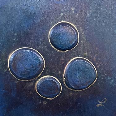 Silly Three modern abstract polka dots original jewel tone matted painting