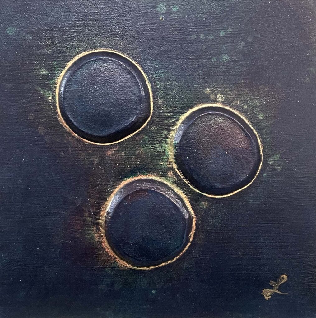 Silly Two modern abstract polka dots original jewel tone matted painting