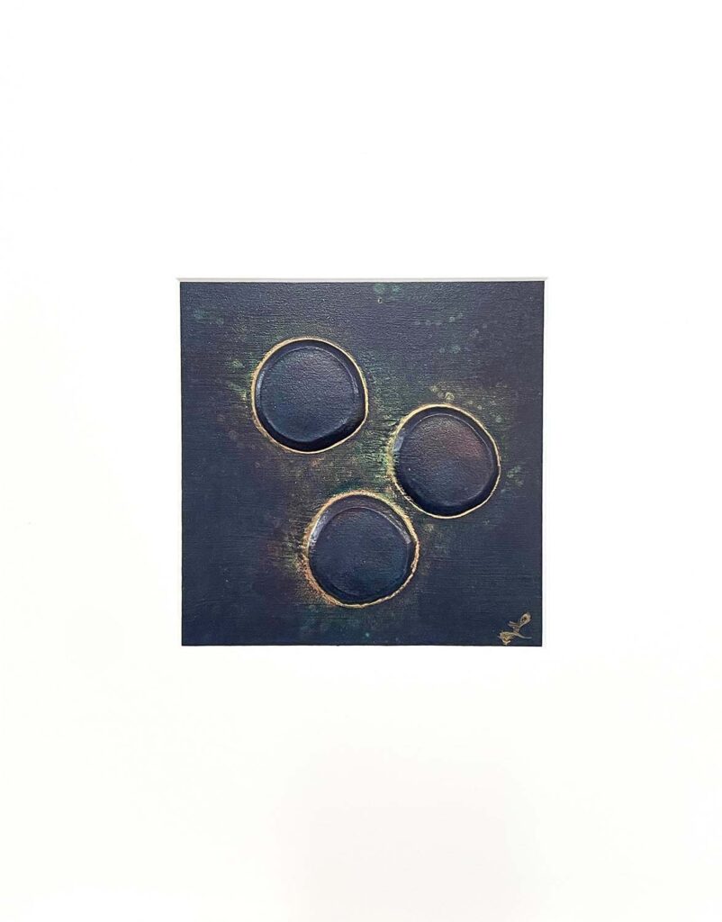 Silly Two modern abstract polka dots original jewel tone matted painting