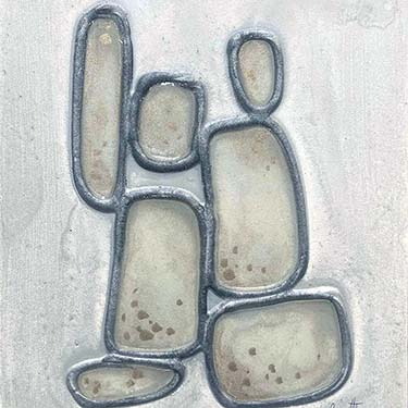 Slip Away original silver gold abstract circles art