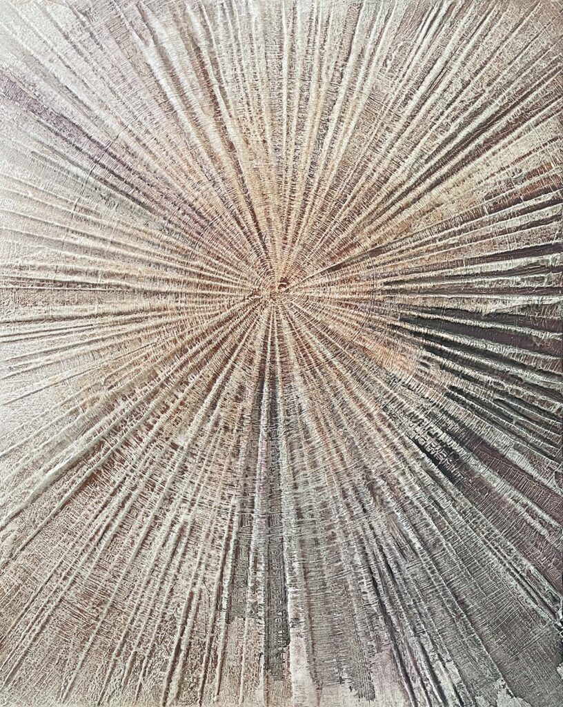 Staying Positive Four modern abstract tree ring matted painting