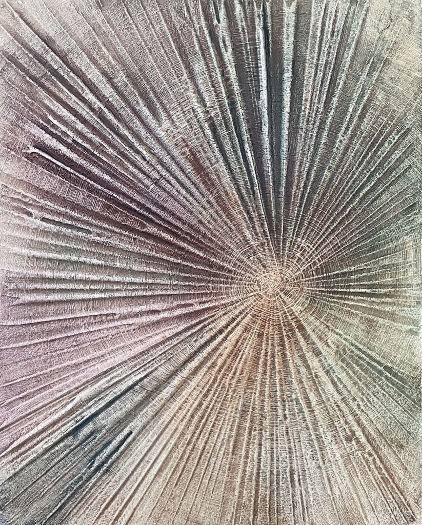 Staying Positive Five modern abstract tree ring matted painting