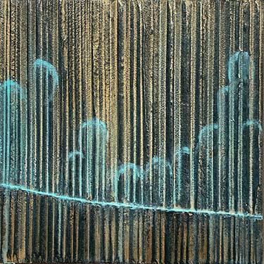 Sweet as Pie No. 1 abstract willow tree plaster painting copper turquoise