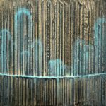 Sweet as Pie No. 2 abstract willow tree plaster painting copper turquoise