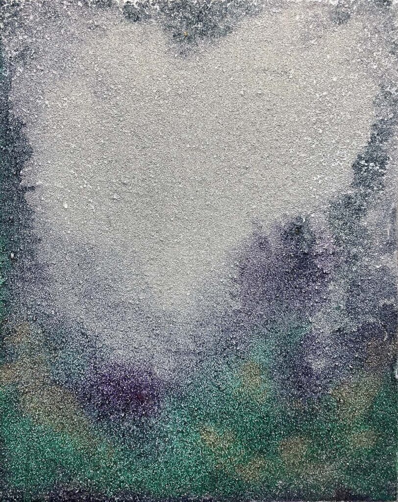 To the Sky abstract landscape glass bead painting