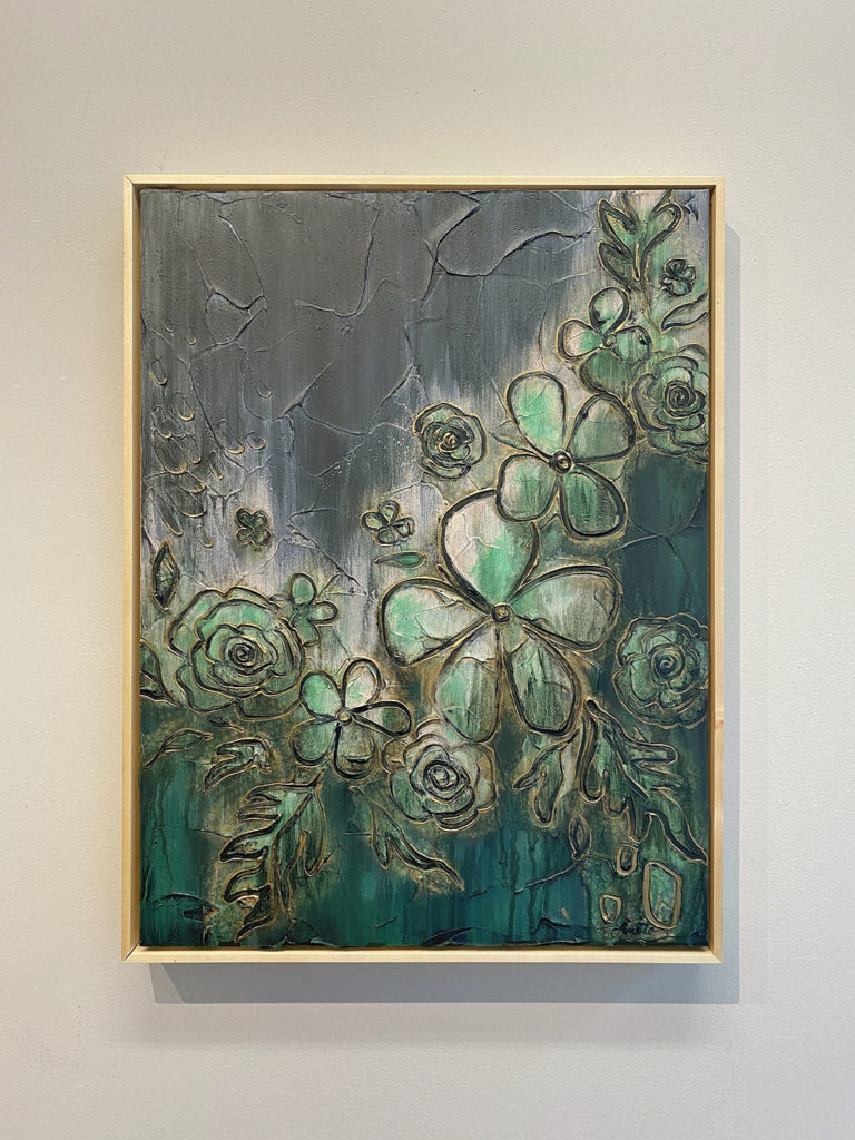 Uplifting - abstract floral plaster painting