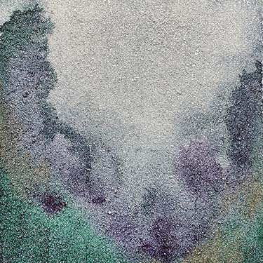 When I'm Alone matted painting purple green silver