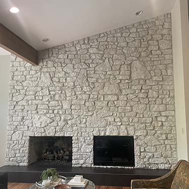 Whitewashed Fireplace Stone