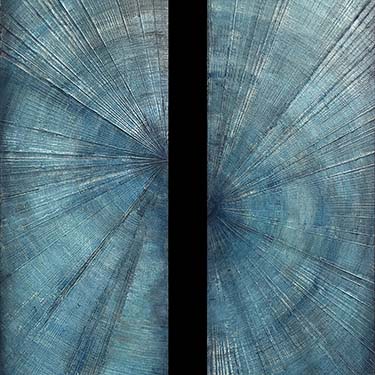 You and Me textured abstract diptych teal