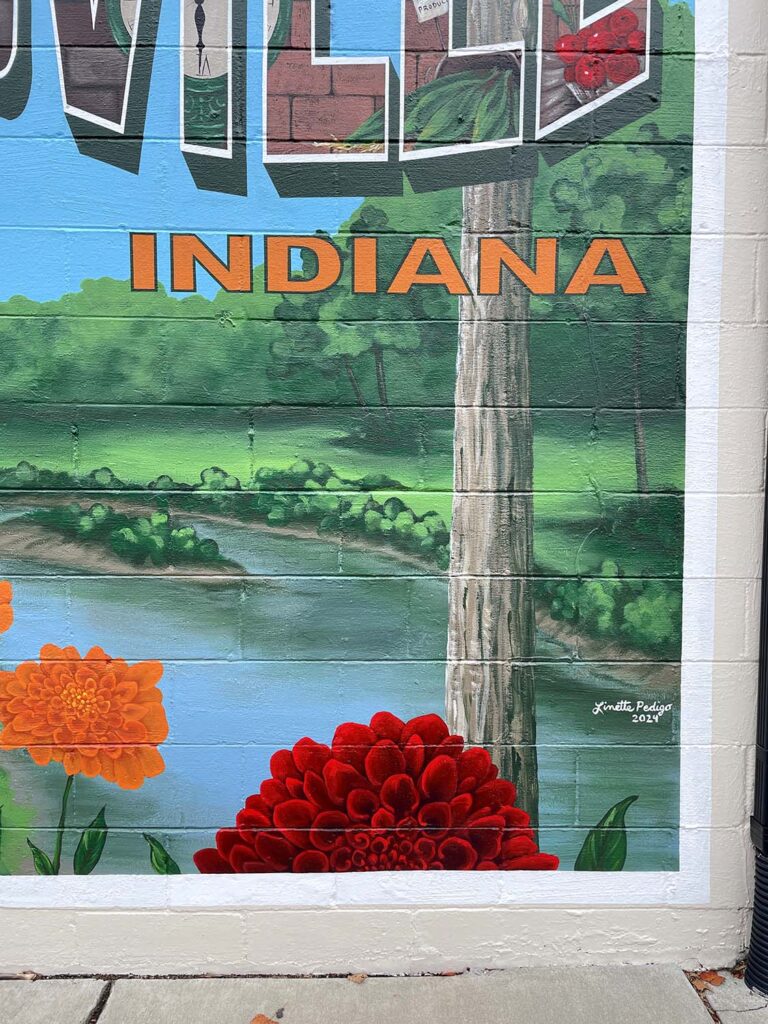 Zionsville Indiana vintage postcard mural